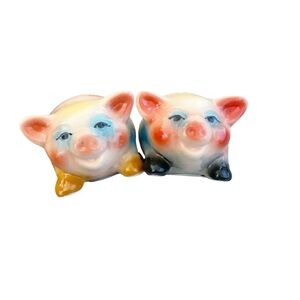 Vintage Midcentury Ceramic Pig Salt and Pepper Shakers